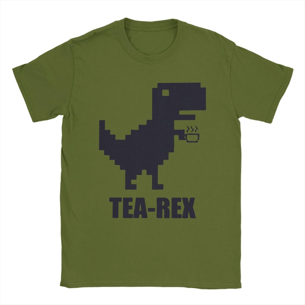 Men's T-Shirt Tea-Rex T-Rex Dinosaur Teacup Funny 100% Cotton Tee Shirt Short Sleeve Cartoon Cute T Shirts Merchandise Gift Idea