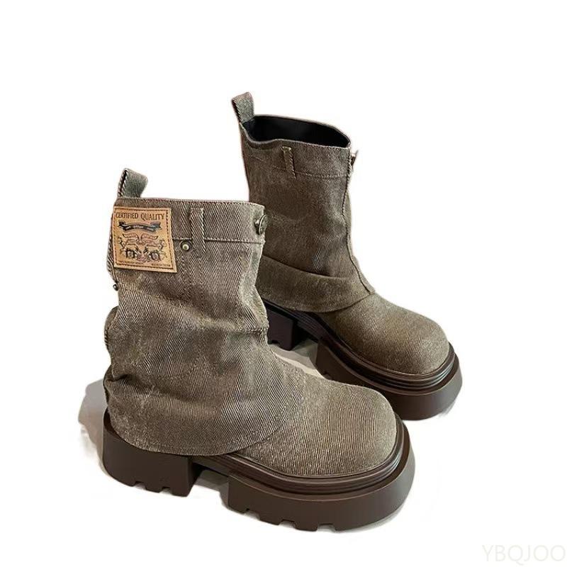 Модные ботильоны на толстой подошве с нескользящей подошвой, увеличивающие рост, для женщин, новинка осени, удобные, простые, персонализированные женские ботильоны