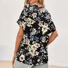 Womens Short Sleeve V-Neck Shirts Floral Print Loose Casual Basic Tees Summer Tops
