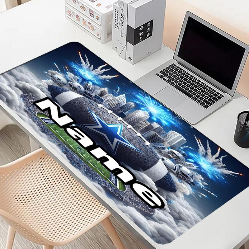Custom Name Personalized Dallas Cowboys Pattern Mousepad, Laptop PC Desk Mat, Decorative Desk Mat for Home Keyboard Pad Gift