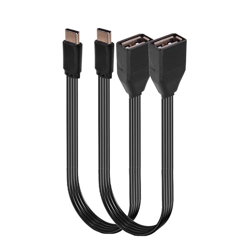 Плоский силиконовый OTG кабель-адаптер Type C на USB 2.0 для подключения флешек, кардридеров, мышей, клавиатур