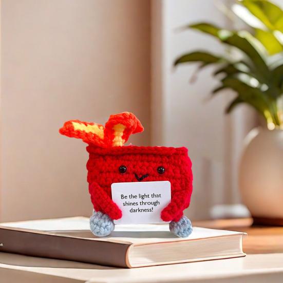 Позитивный крючком мусорный контейнер с пламенем и вдохновляющей открыткой Эмоциональная поддержка ручной работы для вязания мусорного контейнера