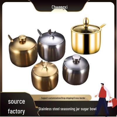 Золотая приправа в корейском стиле из нержавеющей стали 304 с ложкой - Идеально подходит для соуса чили, соевого соуса или соли.