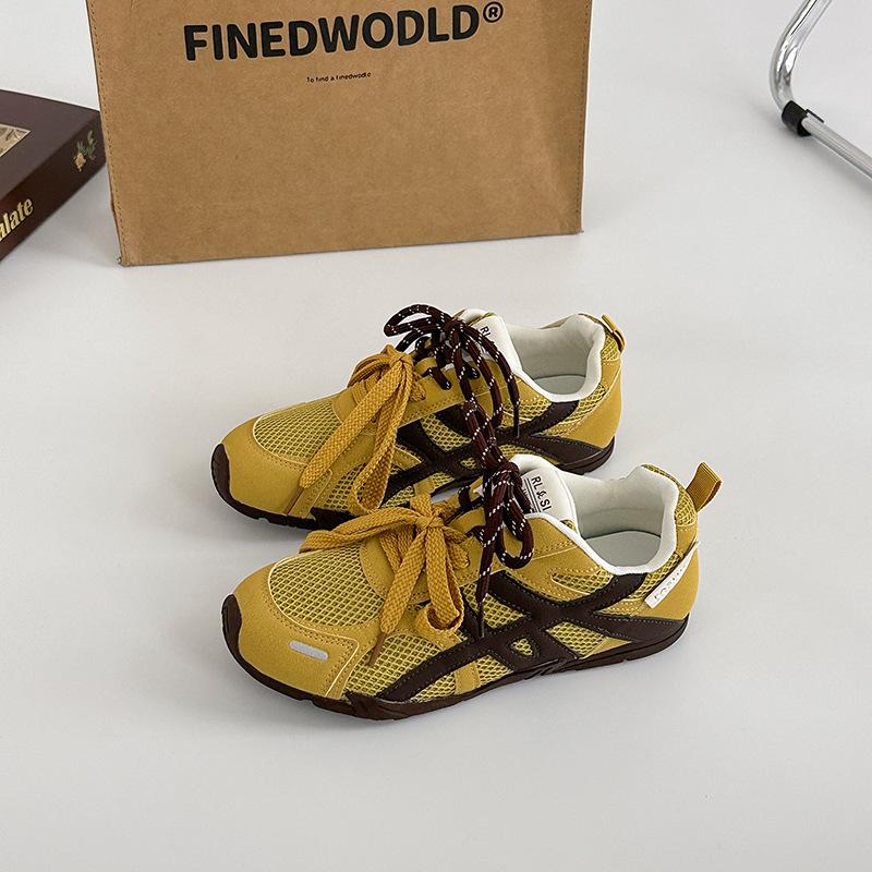 2025 новые летние ретро вставки сетка шнуровка немецкие тренировочные туфли женские спортивные на плоской подошве универсальные дышащие повседневные кеды