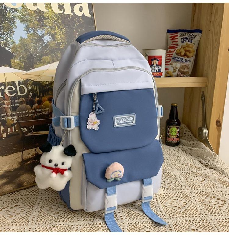 School Bag Female Campus Wind Large Capacity Junior High School Student Backpack College Student Contrasting Color Versatile Backpack