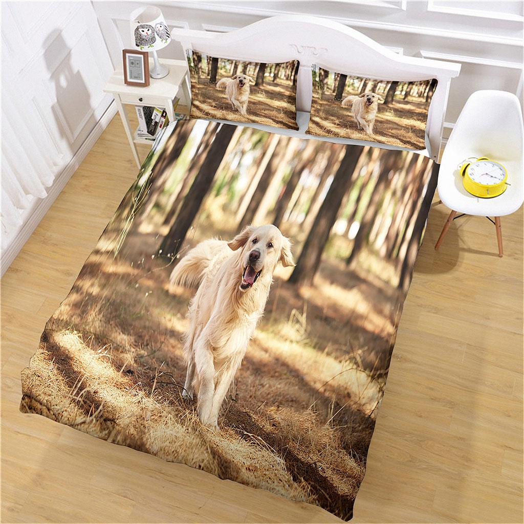 Duvet Covers 3-Piece Animal Dog Style Bedding Set 3D Quilt Cover Pillow Case, Full Queen Summer Comforter Set Home Dormitory