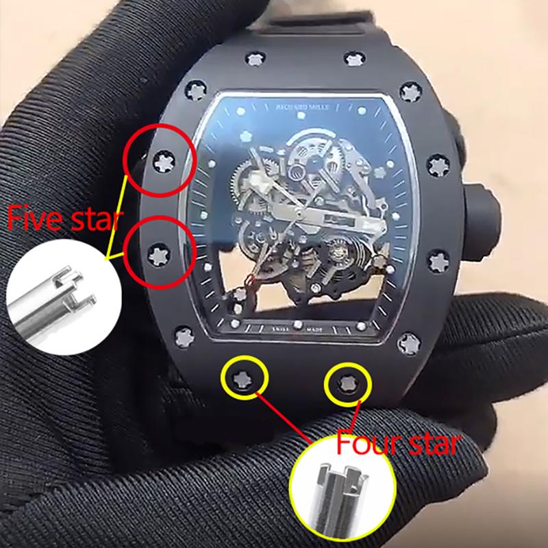 4 или 5 зажимов для часов RICHARD MILLE Резиновый ремешок Безель Задняя крышка Винты 4 зубца и 5 зубцов Лезвия Прецизионная отвертка RM