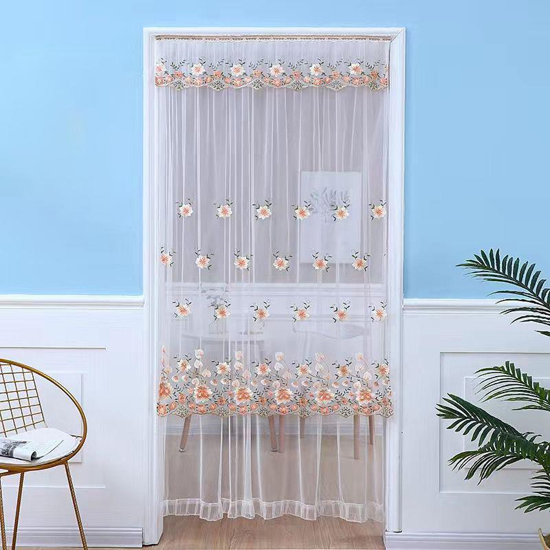 1шт перегородка дверь экран двухслойная дверь занавеска вышивка цветок марлевые занавески кружево полиэстер спальня украшение дома