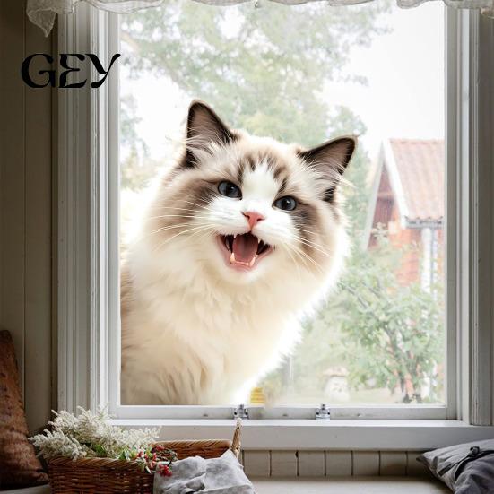 PVC Window Sticker Cute Animal Peeking Cling, Funny Cat/Dog/Donkey Sticker, Removable Glass Static Decals for Bedroom Window, Door, Mirror, Home Decor