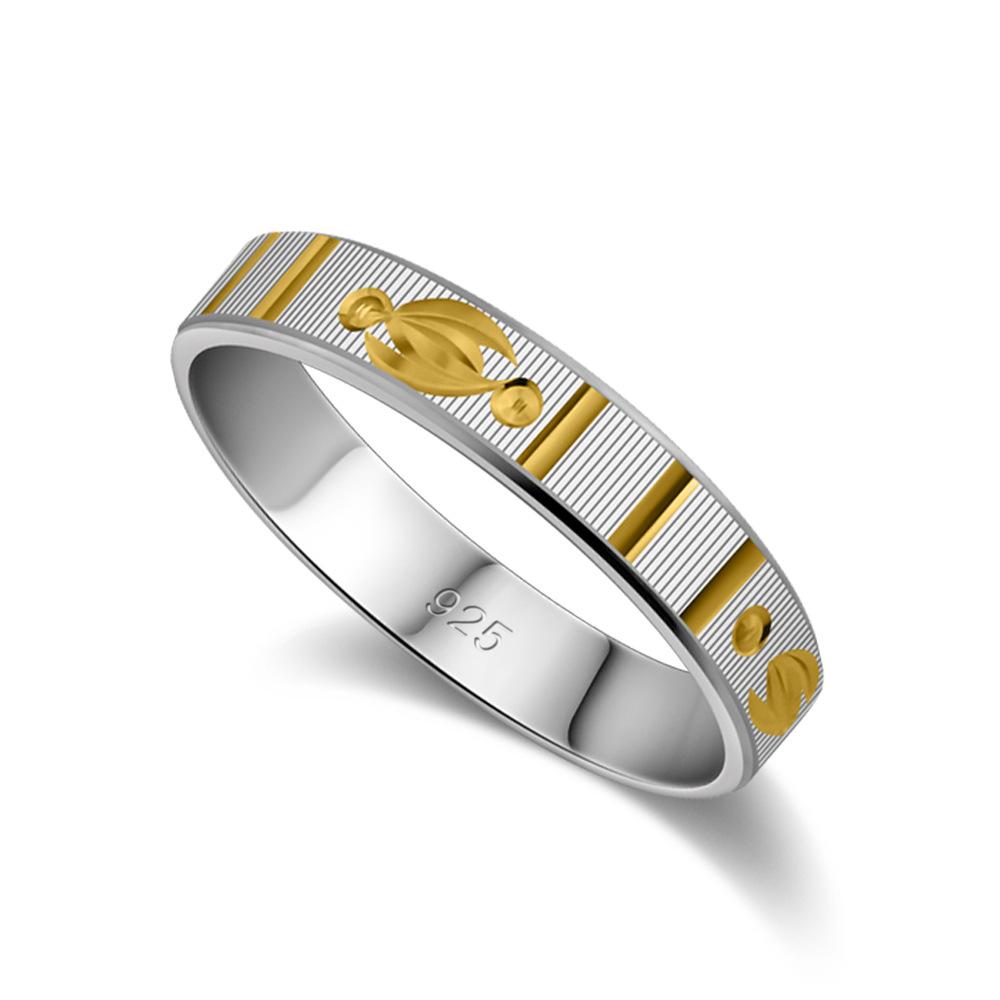 Посеребренное кольцо для пары из серебра S925, мужское и женское цветное кольцо с цветком, обручальное кольцо, простые украшения