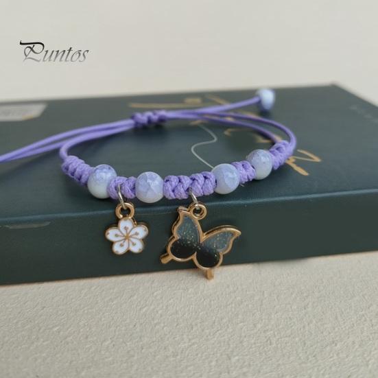 Женский браслет с цветком и бабочкой, очаровательный плетеный браслет для подруги, модный аксессуар