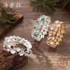 New Color Painting Oil Geometric Round Flower Elastic Bracelet, Fashionable Women's Versatile Petal Bracelet