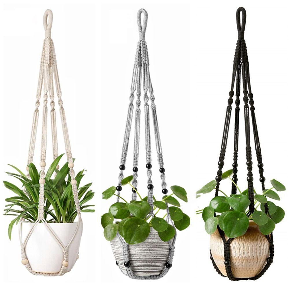 Tray Boho Cotton Rope Hanger Flower Pot Gardening Handmade Plant Hanger Creativity DIY Tassel Hanging Basket Home