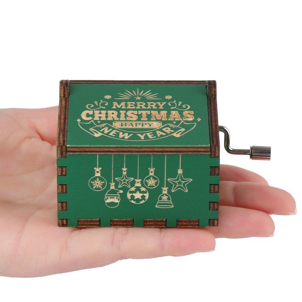 Gifts Wooden New Year Musical Boxes Music Box Merry Christmas Hand Crank