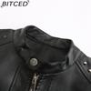 BITCED Rivet Fashion Стойка Кожаная Куртка Однотонная Повседневная Куртка для Женщин Весна/Осень Верхняя Одежда