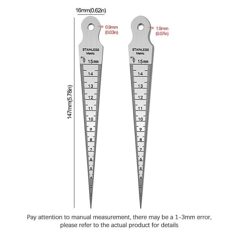 1-15mm Stainless Steel Taper Gauge Feeler Inner Diameter Ruler Hole Measuring Tool For Taper Aperture Scale