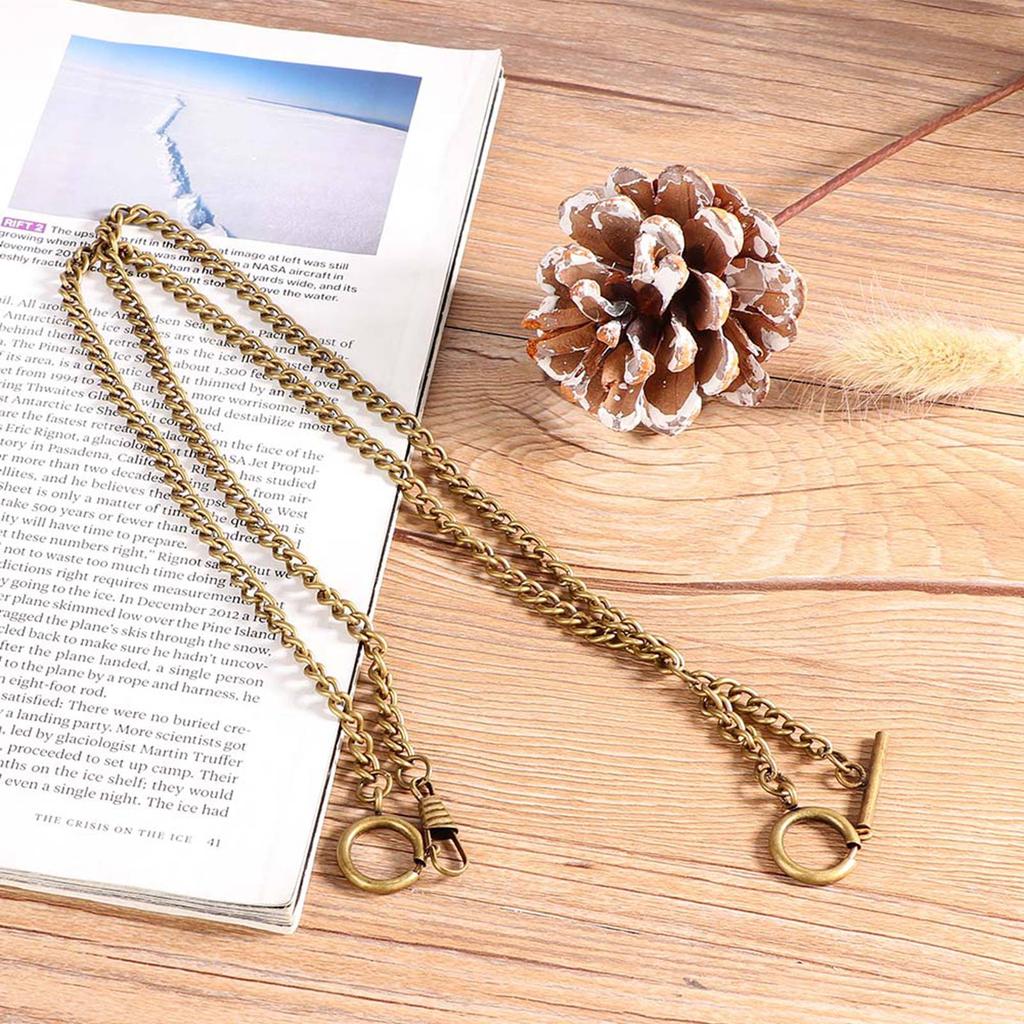 44cm Retro Vintage Metal Pocket Watch Chain Link Classic Antique Gift (Bronze)