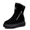 Короткие женские зимние ботинки до щиколотки на толстой подошве с круглым носком, теплые зимние ботинки с боковой молнией, хлопковая обувь P763