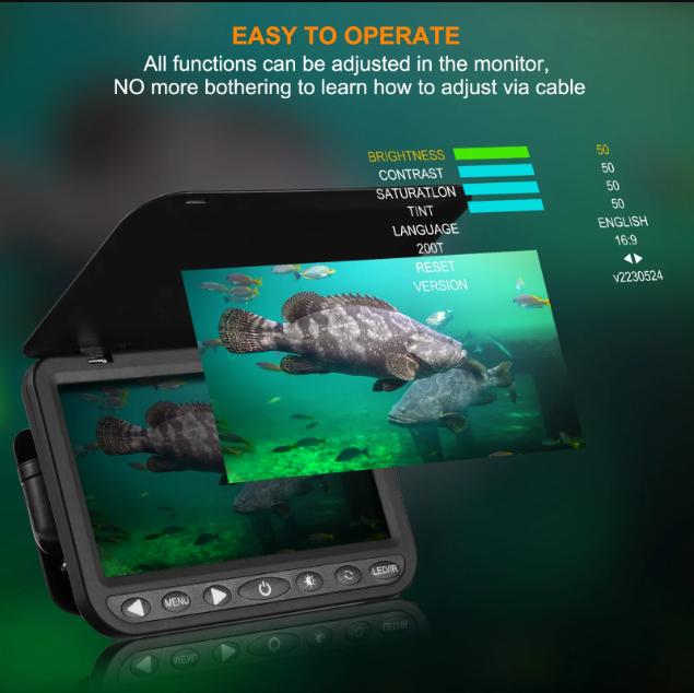 1080P 7-дюймовая подводная видеокамера MOQCQGR с аккумулятором 10000 мАч, камера для подводной рыбалки, камера для подледной рыбалки, камера для зимней рыбалки