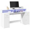 VidaXL Desk with LED Lights White 160x55x91 Cm Engineered Wood, Work Desk, Study Desk, Home Office Desk, 3309429