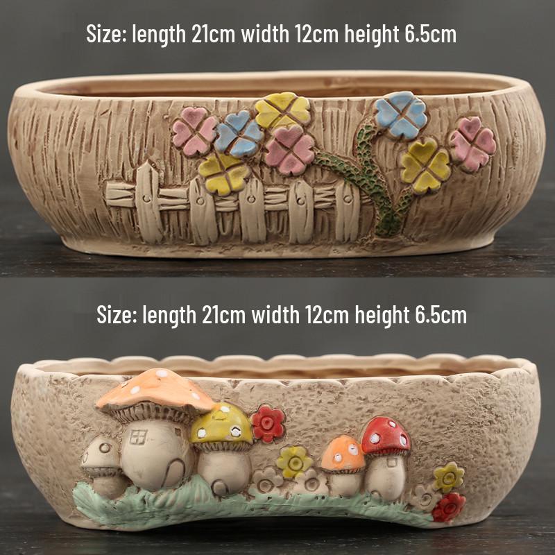 Мультяшный грубый керамический большой керамический горшок для суккулентов в стиле книжки с картинками