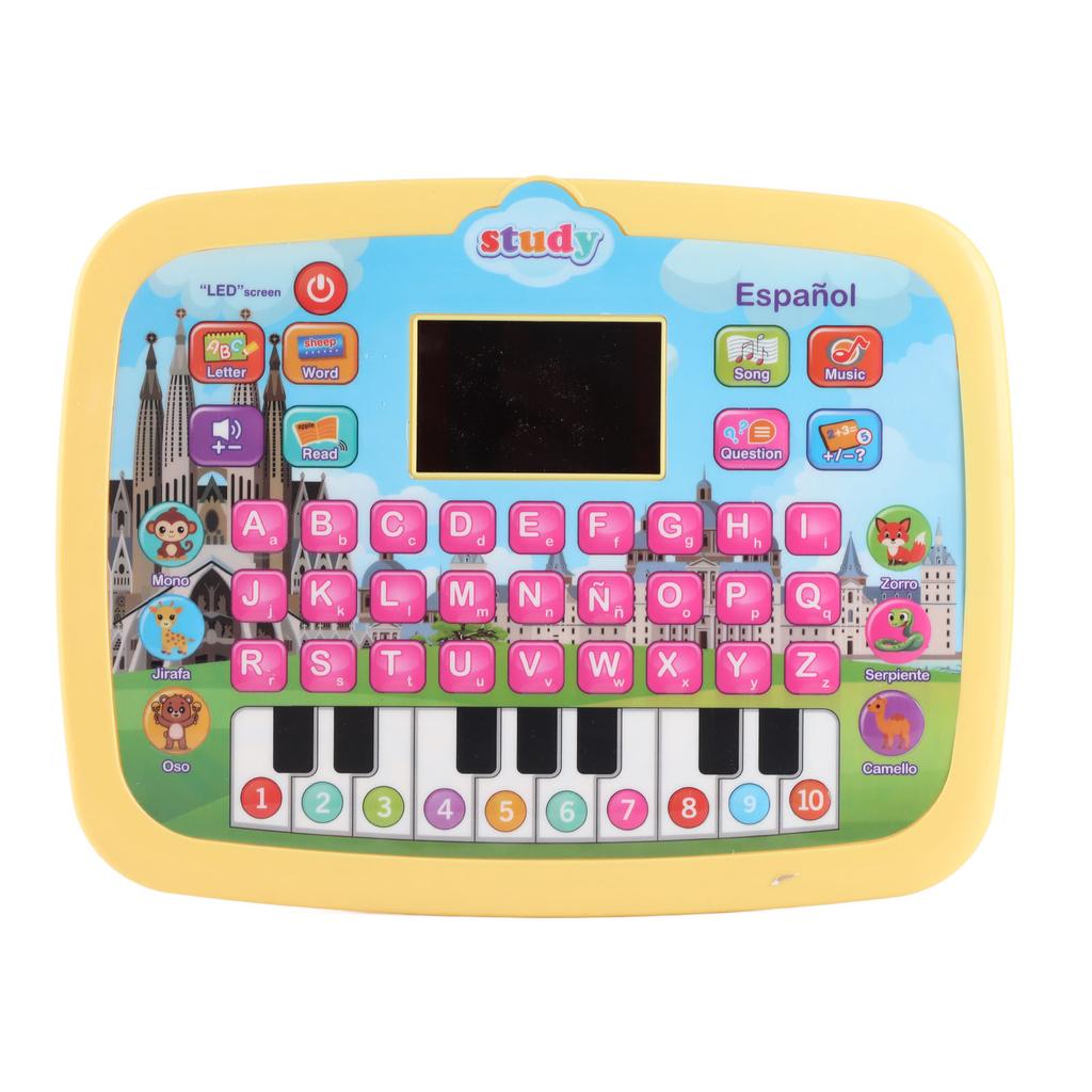 LED Spanish Learning Tablet for Toddlers Early Education Alphabet Words Numbers Math Learning Electr