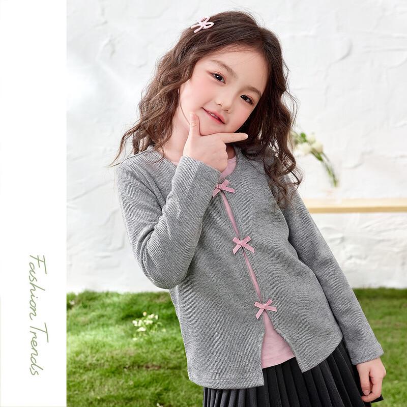 Girls' Long-Sleeve Bowknot Mock-Layer T-Shirt