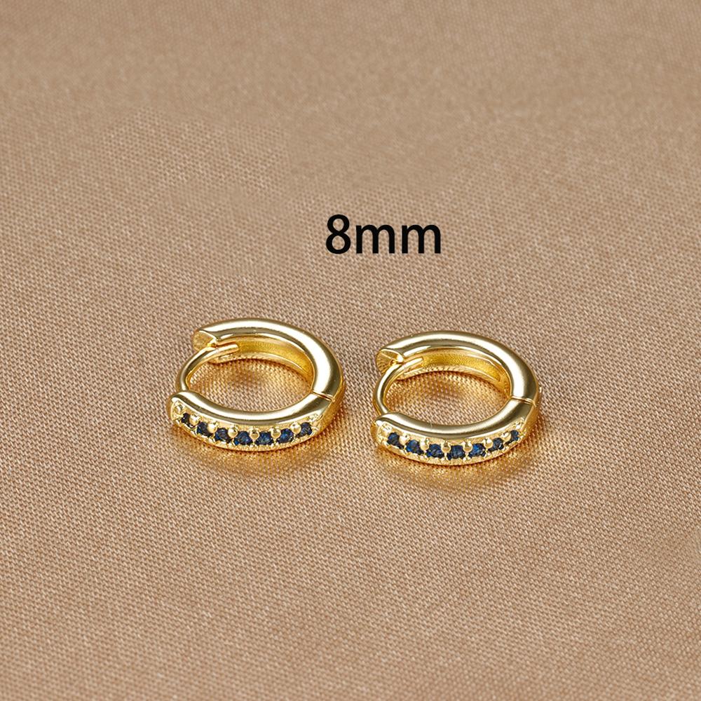 8mm Stainless Steel Minimal Hoop Earrings Crystal Zirconia Small Huggie Thin Cartilage Earrings Helix Tragus Piercing Jewelry