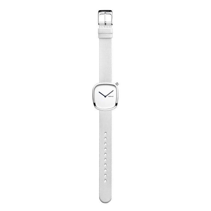 BERING Pebble Watch 18034-007 - Белый Нержавеющая сталь с сетчатым браслетом - Сапфировое стекло
