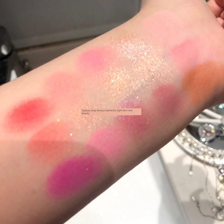 15 Colors Eye Shadow Plate Peach Pink Blush Highlight Integrated Dragon Fruit Color Dopamine Sparkling Crystal with Flash Music Festival