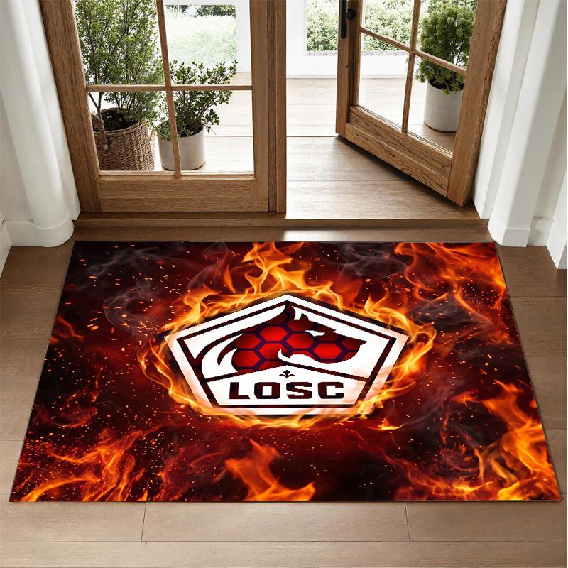 LOSC Lille FC Design Crystal Velvet Rug Soft Decorative Mat for Bedroom Entrance