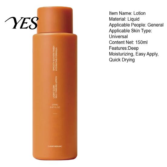 Non Staining Self Tanner Sunless Lotion, Tanning Milk Essence for Natural Glow, Quick Drying Lotion 150ml Gradual Buildable Tan Body, Light