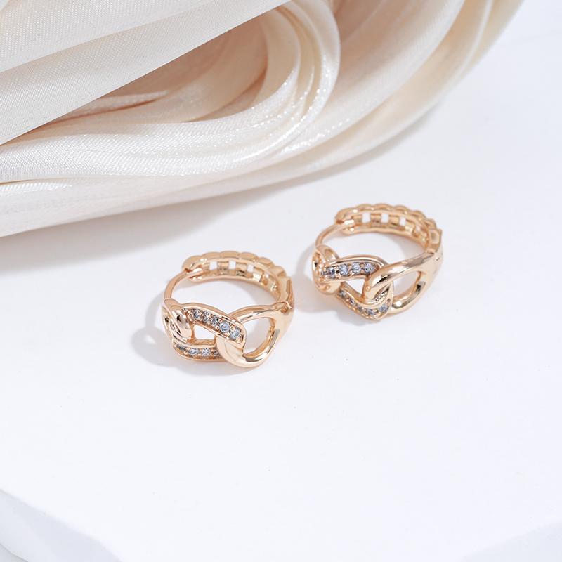Kinel Vintage Chain Hoop Earrings For Women Rose Gold Color Fine Jewelry