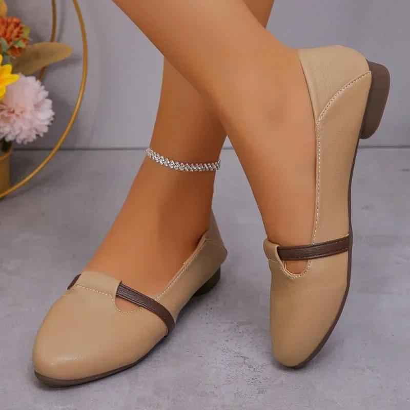 Модная женская обувь 2024 года, горячая распродажа, женские туфли на плоской подошве, модные туфли на плоской подошве с острым носком, женские туфли высокого качества, большие размеры, туфли на низком каблуке