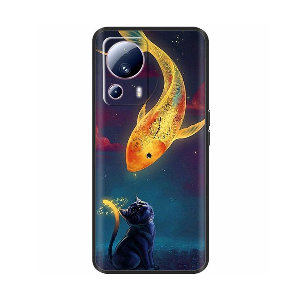 Чехол для Xiaomi 13 Lite Для Xiaomi Mi 13 Lite 5G Цветочный Мягкий Жидкий Силиконовый Чехол Для Xiaomi13lite Защита Задняя Крышка Fundas