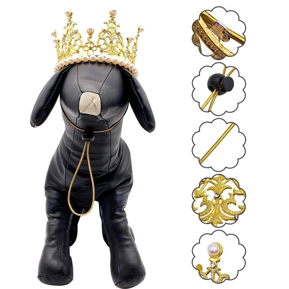 Adjustable Cord Sparkling Tiara Lightweight Pet Headwear Fashion Pet Decoration Photo Prop