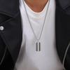 Two Striped Dog Tag Necklaces for Men Boys,Stainless Steel  Pendant Necklaces with 60CM/24" Box Chain Gifts