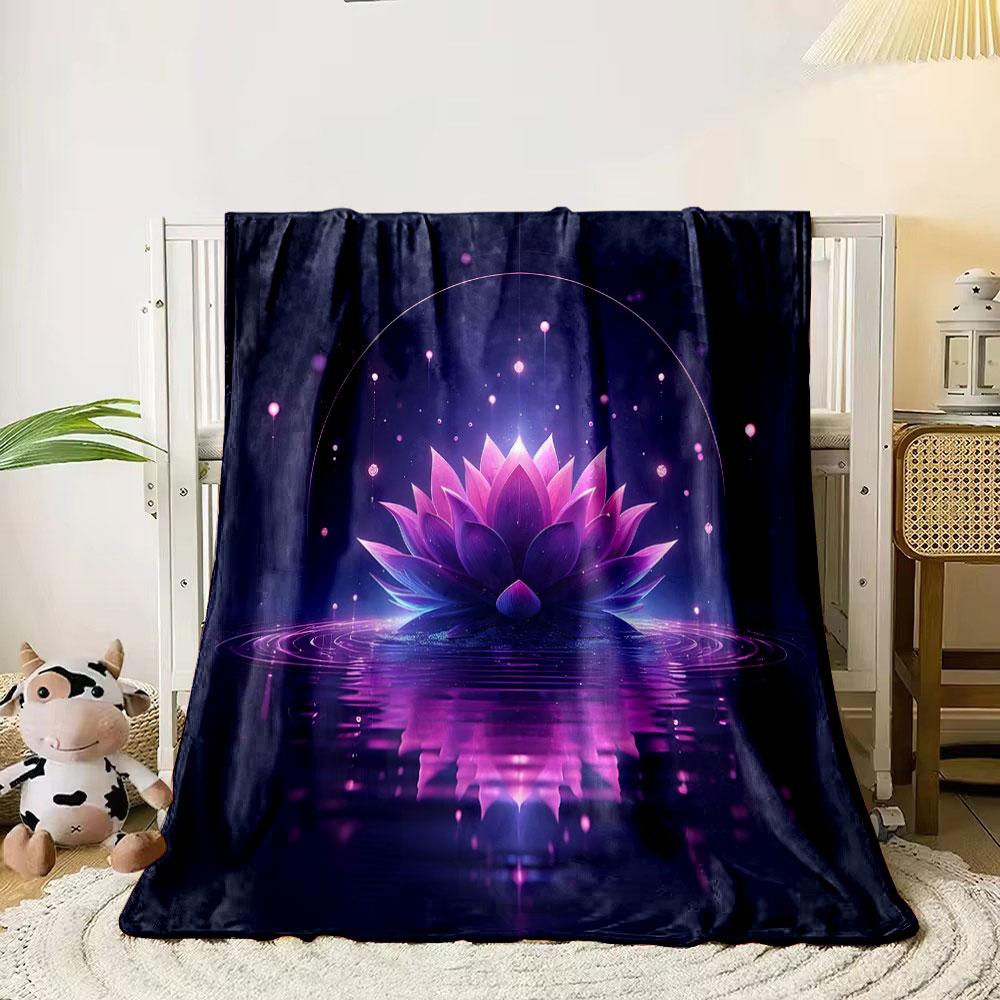 Glowing Lotus in Serenity print blanket soft and cozy perfect for the living room bed sofa or a nap,gift