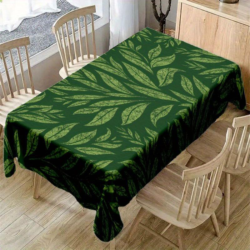 1pc Tablecloth Soft And Fashionable with Green Leaf Plant Pattern Design, Suitable for Dining Tables, Coffee Tables, Desks, Picnic Tables, Outdoor Din