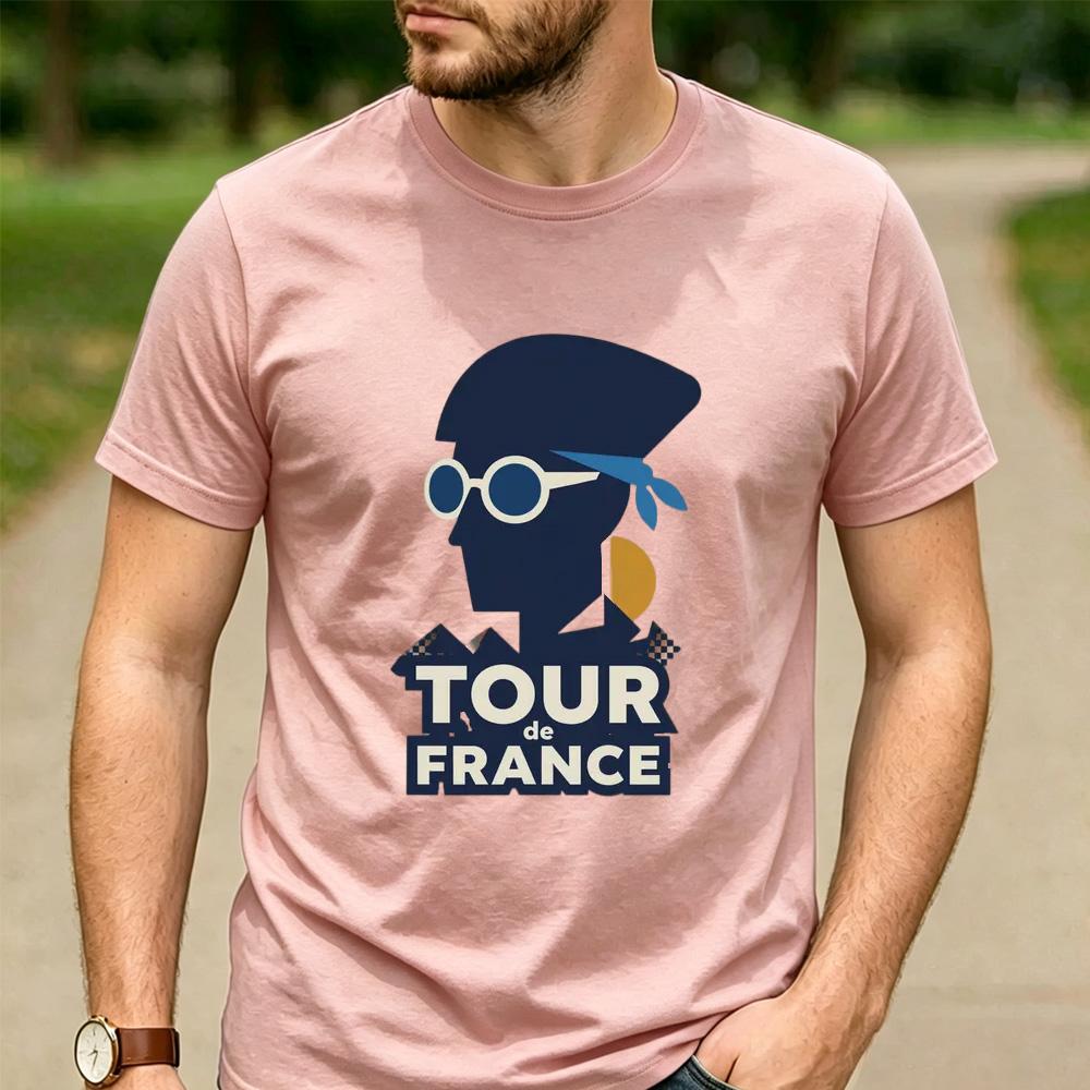 Pro Cycling Fan Cotton T Shirt Short Sleeve Tour de France Retro Beret Sunglasses Rider Graphic Unisex Road Race Sports Tee