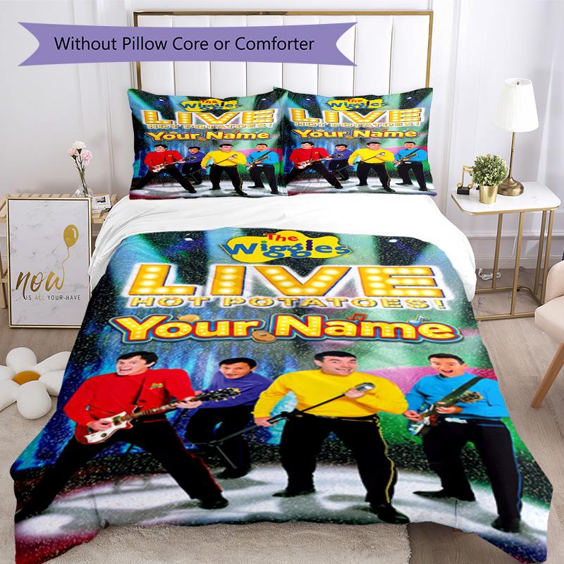 Wiggles Customized Name Bed Sheet Set Design for Study room Wrinkle Resistant Bedroom Decor Perfect Gift for Friends & Family