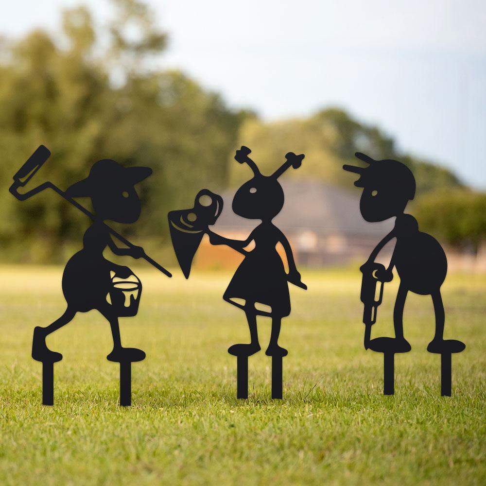 Забавный декор для сада в виде муравья-фермера с вилами и тележкой, уличный садовый арт, животные, садовый колышек-муравей для газона или сада