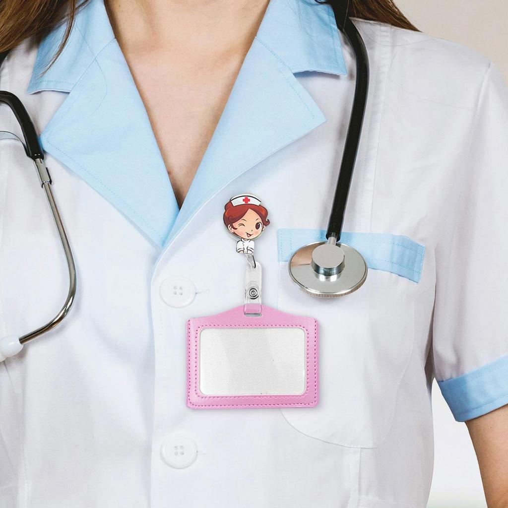 Card Holder Case Transport Acrylic Hospital Nursing Women with Retractable Roll Nurse ID