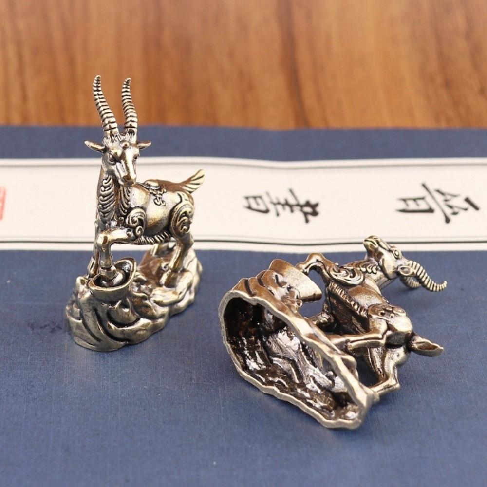 1PC Solid Brass Body Brass Animal Craft Flat Base Frame Feng Shui Decor Study Table Decor