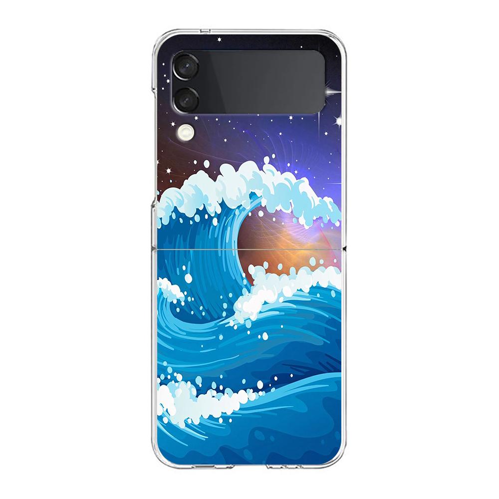 Чехол для телефона Samsung Z Flip 3 5G Z Flip 4 ZFlip5 ZFlip3 'Большая волна в Канагаве', Прозрачный Жесткий Корпус, Складной Чехол Galaxy