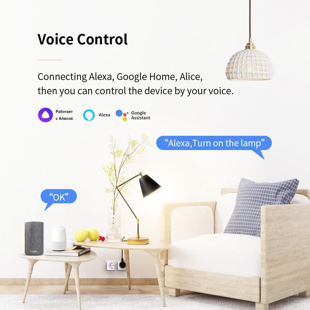 Умная розетка Corui Tuya 16a/20a EU Wi-Fi, беспроводной пульт дистанционного управления, таймер, голосовое управление приложением Smart Life, работа с Alexa Google Alice
