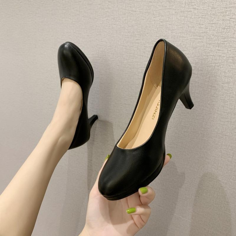 2024 Брендовые женские туфли на низком каблуке с острым носком для офиса и карьеры Новые туфли на однотонном каблуке больших размеров Womenzapatos