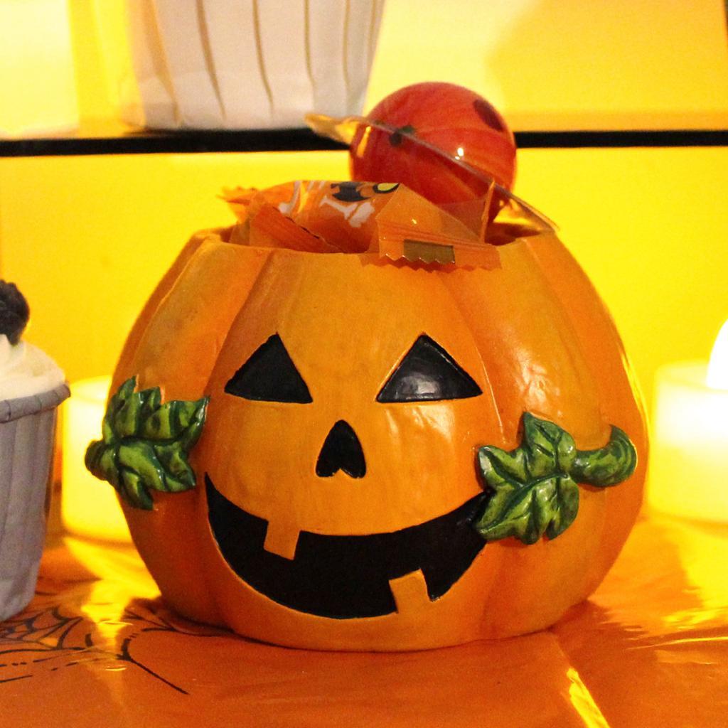 Halloween Pumpkin Planter Flower Pot Container Tabletop Ornament Bonsai Resin Plant