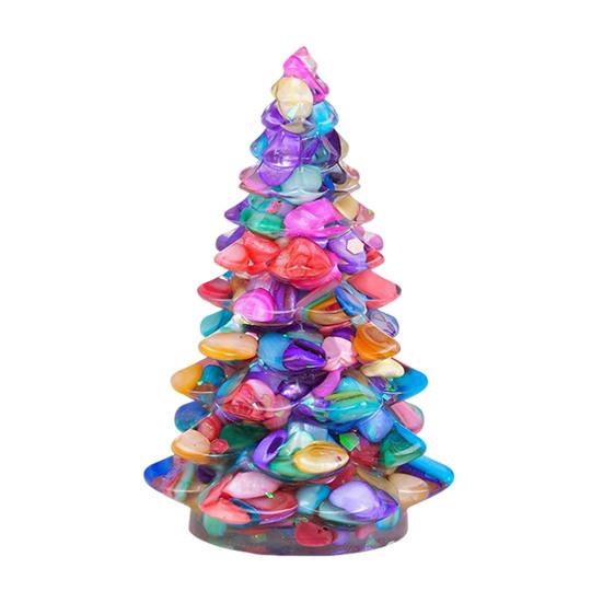 Faux Crystal Christmas Tree Figurine Mini Artificial Crystal Tree Tabletop Ornament for Winter Holiday Home Decor