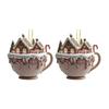 2 Pcs Coffee Cup Christmas Tree Ornaments 2D Acrylic Winter Village Snow House Hot Chocolate Mug Shape Xmas Hanging Pendents for Holiday Decor